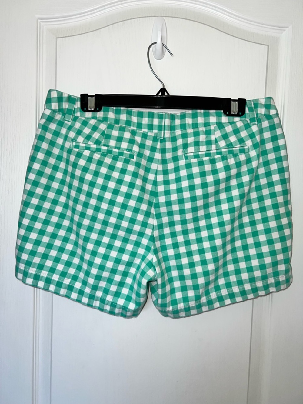 Merona Shorts Women’s Size 12 Green White Gingham Check Chino Casual Vacation